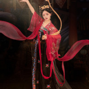 都城南庄 菩提镜 广袖齐胸襦裙 汉服女 黑色/红色 S