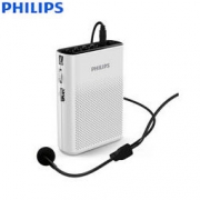 PHILIPS 飞利浦 便携式喇叭扩音器小蜜蜂大功率教学专用导游腰挂扩音话筒腰麦插卡音箱播放器SBM200象牙白