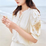 INMAN 茵曼 1812127 女士绣花衬衣