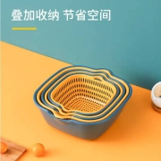 京东极速版:京笙今莳 厨房拼色双层沥水篮 大号六件套