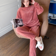 加厚保暖！笑红颜 女士秋冬暖暖法兰绒家居服套装