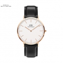 Daniel Wellington 丹尼尔惠灵顿 Classic Sheffield 爵士黑 40mm 男士真皮皮革手表 DW00100007