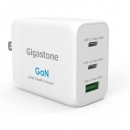 Gigastone 3口65W氮化镓充电器PD-7650W 2 个 USB-C + 1 个 USB-A,兼容 iPhone、iPad Pro、MacBook Pro、AirPods、Nintendo Switch、Android