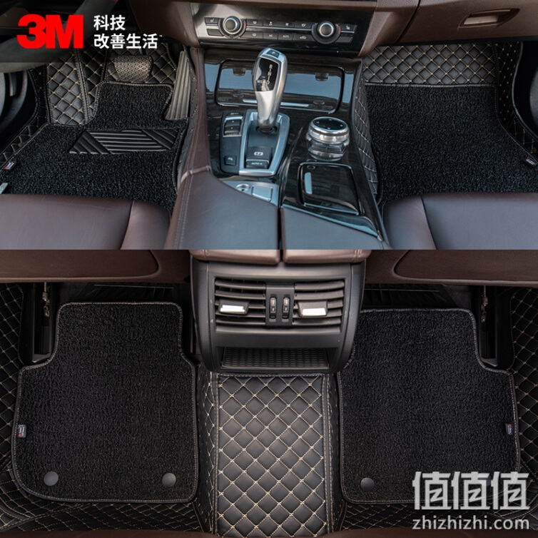3M汽车脚垫 圈丝材料+皮革全包围适用凯迪拉克CT4/CT5/CT6/凯迪拉克xt4/xt5/xt6大包围脚垫 黑色定制