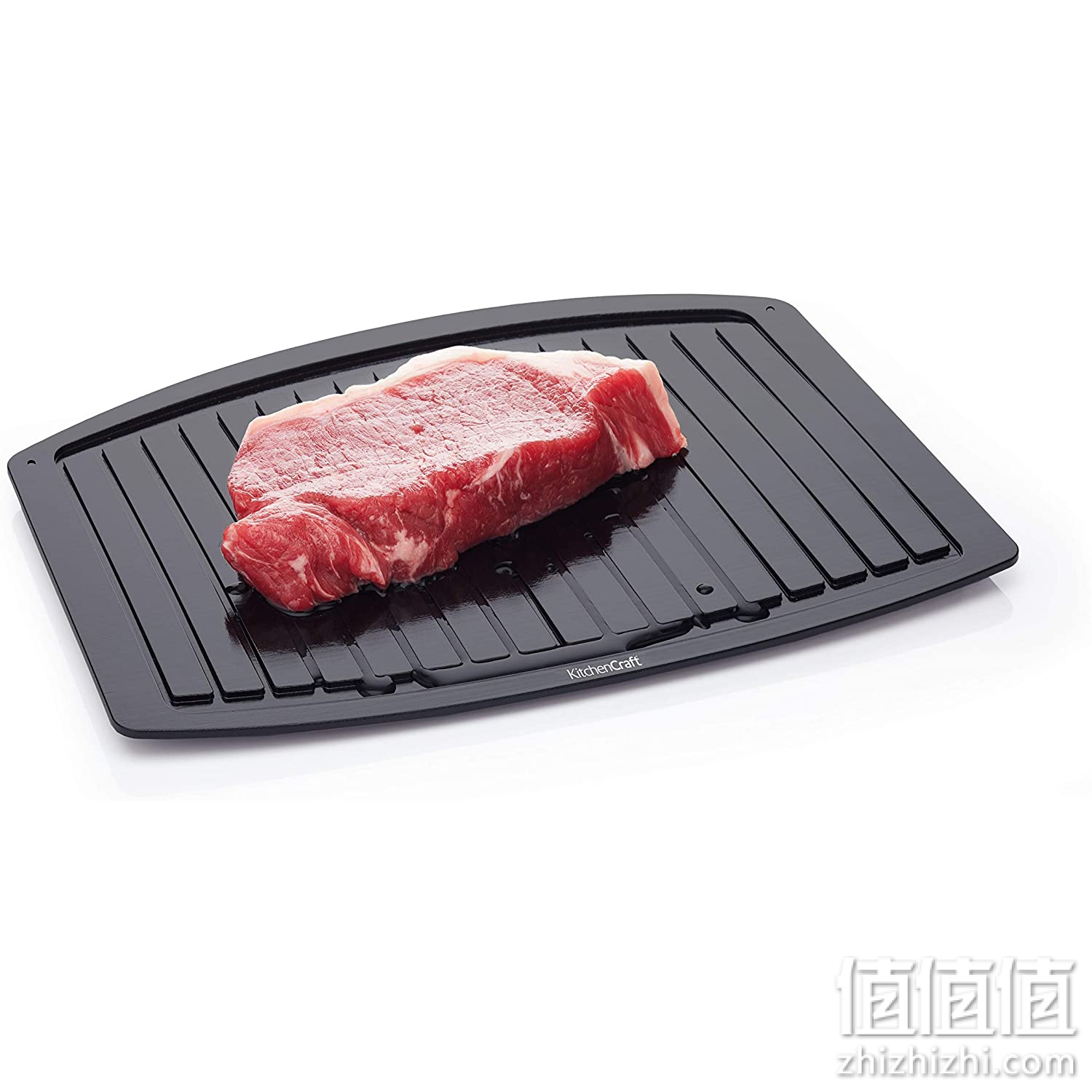 KitchenCraft 除霜托盘 – 快速解冻盘 适用于冰冻食物，铝，黑色，33 x 22 厘米