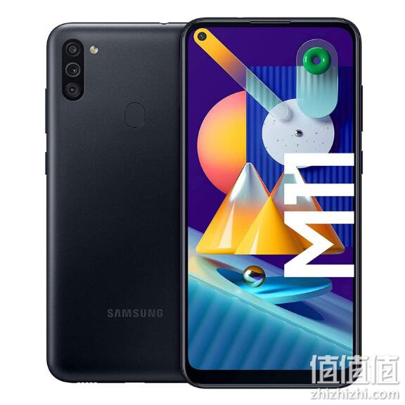 Samsung 三星 Galaxy M11 Android 智能手机无合同,三合一摄像头,6.4 英寸 HD + Infinity-O 显示屏,大型 5000 毫安时电池,32 GB/3 GB,黑色