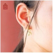 故宫文创 端庄雅气 祥瑞之兆—纳福葫芦耳钉 9.9x23.3x3.7mm S925银镀18K金