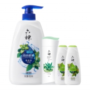 六神 沐浴露薄荷950ml+芦荟450ml+绿茶沐浴露200ml*2组套
