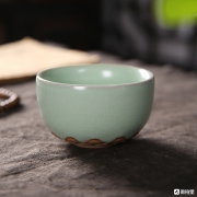 高品位汝窑茶杯汝窑莲花瓣禅定杯
