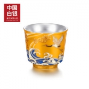 中国白银 延颈鹤望 纯银品茗茶杯