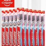 高露洁（Colgate）超洁纤柔牙刷家庭套装  超洁纤柔10支装 赠婴儿湿巾