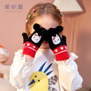 拍三件阪织屋蜜绒保暖儿童手套袜子