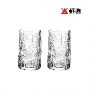 虾选 树皮纹 加厚 玻璃杯 玻璃果汁杯260ml*6只装