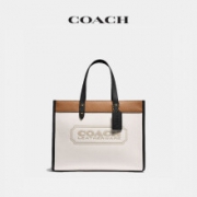 plus会员、双十一预售：COACH/蔻驰女士拼色COACH徽章FIELD 30号托特包 白垩彩