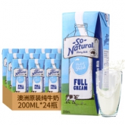 再降价：So Natural 澳伯顿 全脂纯牛奶 200ml*24盒*2件