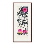 Artron 雅昌 齐白石《大寿图》沙发背景墙装饰画挂画 茶褐色 147×71cm 国画水墨画