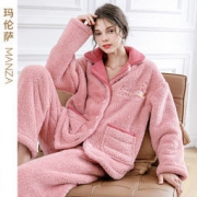 玛伦萨 女式2021秋冬新款 珊瑚绒加厚家居服套装
