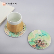 苏州博物馆 仙山楼阁图 杯垫2个装 软木陶瓷茶杯垫