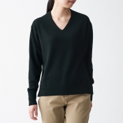 双11预售：MUJI 無印良品 女士V领宽版毛衣 BAC21A0A