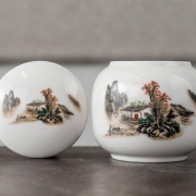 复古手绘陶瓷小茶罐 家用防潮密封罐调料罐