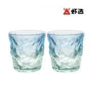 彩色渐变冰川纹玻璃杯家用高颜值水杯