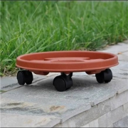 生长魔励 树脂万向轮可移动花盆托盘  茶色 内径30cm