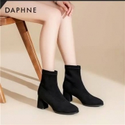 达芙妮DAPHNE 马丁靴 女 短靴女粗跟圆头