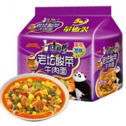 京喜APP、亲子会员：康师傅 老坛酸菜牛肉面袋面泡面 五连包