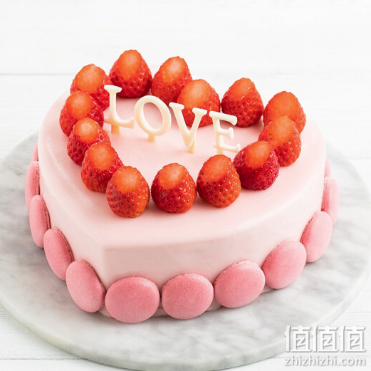 幸福西饼草莓水果奶油慕斯芝士爱心生日蛋糕2磅 6-8人食用