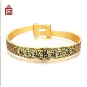故宫博物院 御笔九福手镯金色款 祝福国风饰品 S925银 净重约22.21克 送母亲女友礼物佳选