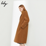 双11预售：LILY  丽丽 西装领拼接 毛呢外套