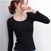 京东极速版:苏洛寻（SLX）打底衫女春秋圆领 黑色 2XL  (建议115-125斤)