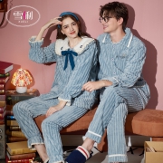 聚划算百亿补贴：雪俐 珊瑚绒 情侣睡衣 法兰绒家居服套装  802020083707