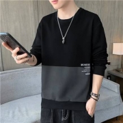 稻草人 圆领套头卫衣男 8802黑色 XL