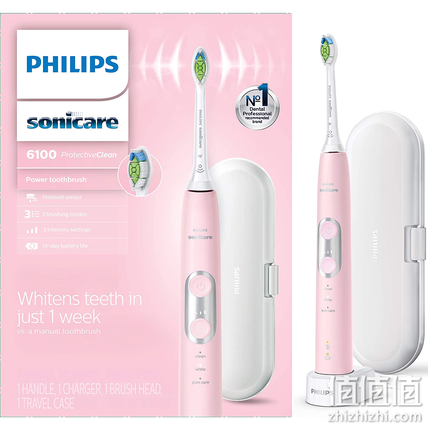 Philips Sonicare ProtectiveClean 6100 Rechargeable Electric Toothbrush, Whitening, Pink