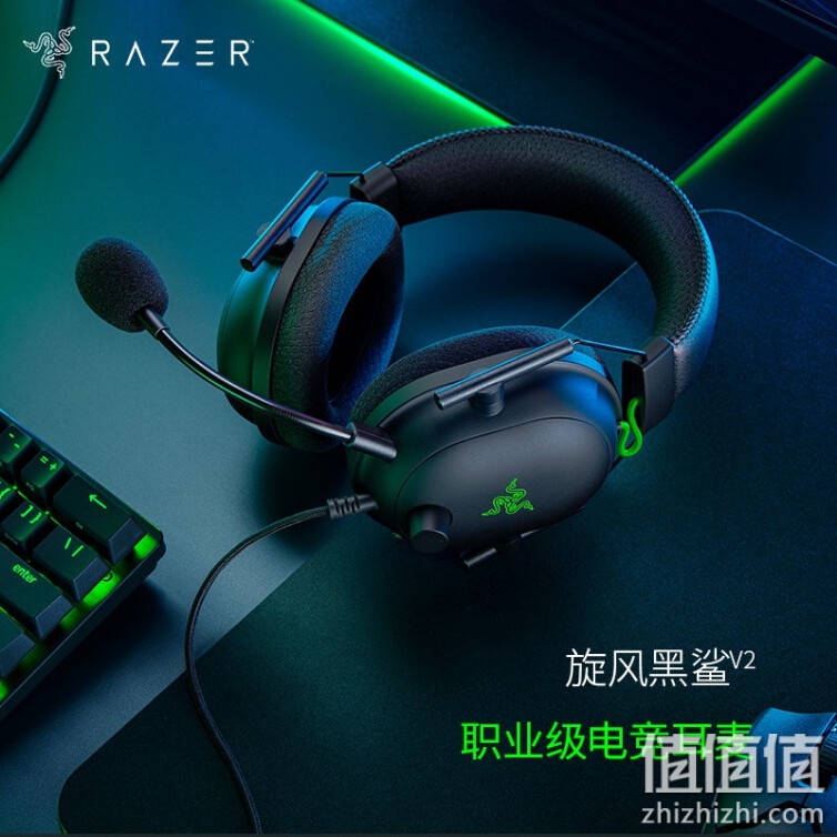 【LPL职业选手同款】雷蛇Razer 旋风黑鲨V2头戴式电竞游戏耳机耳麦麦克风7.1环绕声降噪吃鸡 旋风黑鲨V2（3.5mm接口）