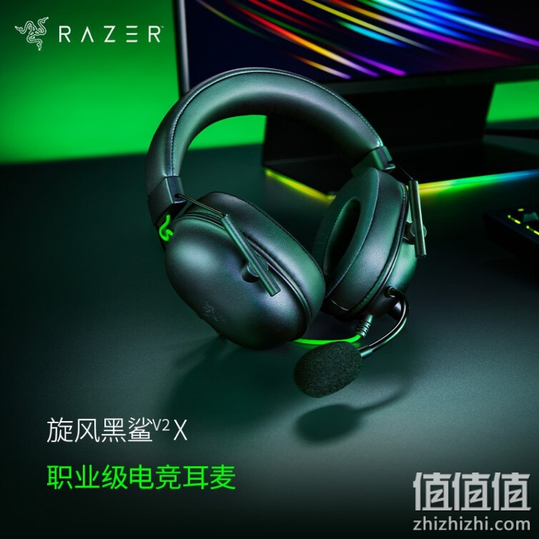 Razer 雷蛇 旋风黑鲨V2 X 头戴式 电竞游戏耳机 麦克风7.1 环绕 听声辨位