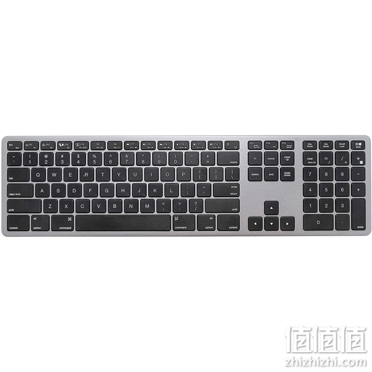 LEXKING Metal X - Mac/Win 双模式铝金属蓝牙无线键盘 带数字键 适用于 Apple Mac Pro、MacBook Pro/Air、iMac、Mac Mini、Windows PC 笔记本电脑，设计太灰色金属壳