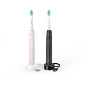 Philips 飞利浦3100系列钻石亮白牙刷套装黑色+粉色 HX3675/15