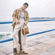 明星同款！Tory Burch 汤丽柏琦 MCGRAW 女士小号羊毛皮革水桶包