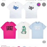 DONSMOKE新款 21SS 正确版LOGO印花短袖T恤ins玫红色宽松短袖宽松