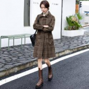 TERRE BLEUE GQ20ZCX1-5726KF 女士格子呢子大衣