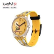 swatch 斯沃琪 Swatch X PEANUTS 进击的查理 活力明黄 可爱卡通 男女石英表SO29Z101