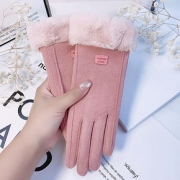 麂皮绒！女冬天加厚保暖触屏手套