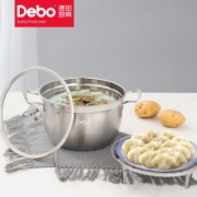 Debo德铂多层复底汤锅不锈钢电磁炉明火通用汤锅可视锅盖 26cm