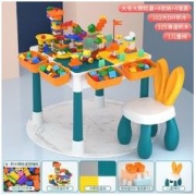 The North E home 北国e家 积木桌+防吞食102大DIY积木+2收纳+兔椅套装A