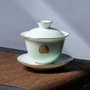 xigu熹谷粉青描金福三才盖碗150ml
