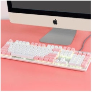 HEXGEARS 黑峡谷 GK715s 104键 有线机械键盘 白粉色 凯华BOX白轴 单光