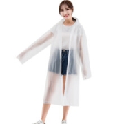 京东超市雨航 YUHANG  成人雨衣半透明磨砂时尚简约雨衣男女士长款带帽加厚雨衣 均码  白色