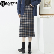 格子半身裙女2020春季新款高腰显瘦复古直筒格纹一步包臀裙中长款